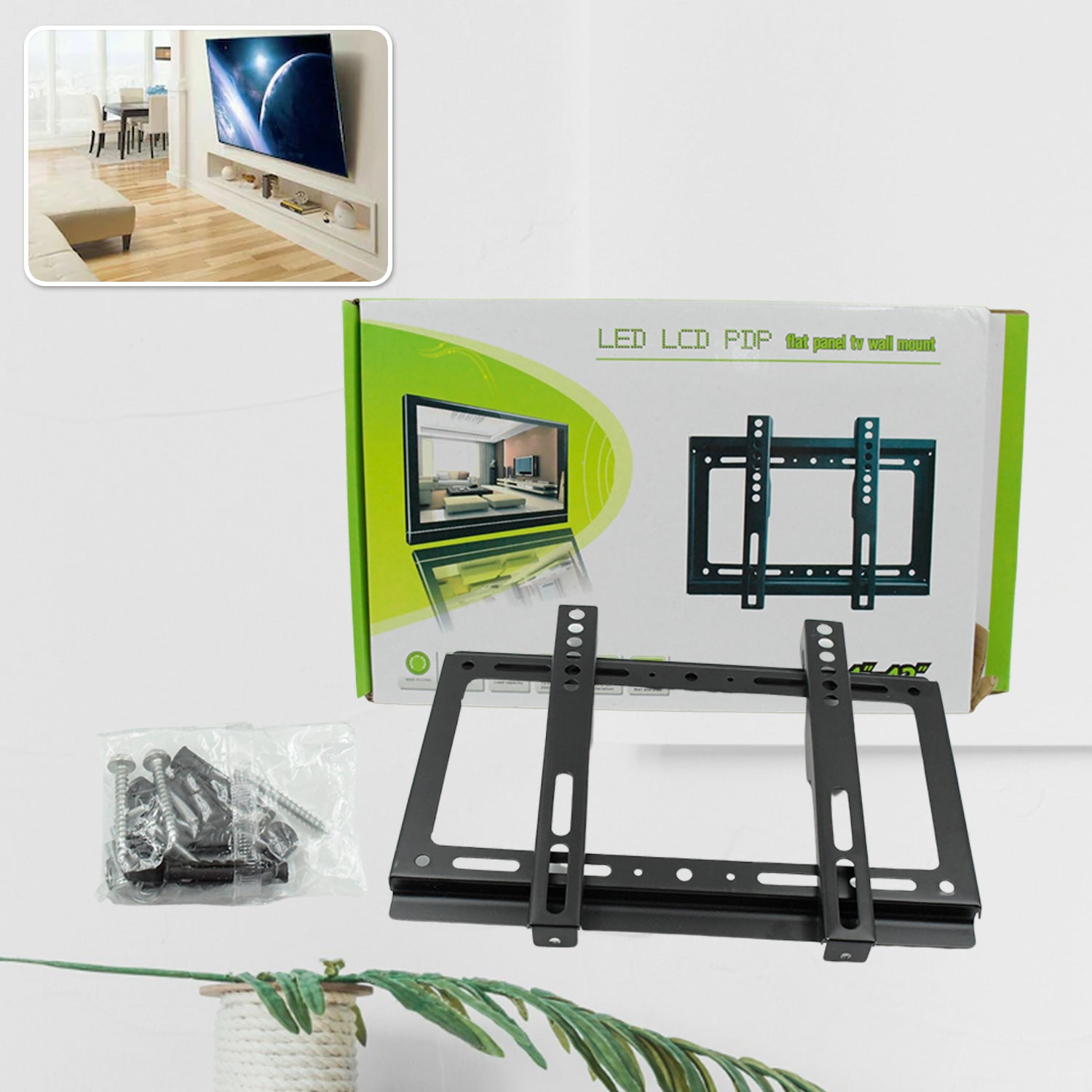 1797 TV Wall Bracket Mount Slim Monitor Stand for 14 x 42, LCD LED 3D plasma Flat TVs Full Motion Heavy-Duty Wall Bracket, Sturdy and Strong Flat Screen Design TV Wall Mount (29cmx19cm) 1797 TV Wall Bracket Mount Slim Monitor Stand for 14 x 42, LCD LED 3D plasma Flat TVs Full Motion Heavy-Duty Wall Bracket, Sturdy and Strong Flat Screen Design TV Wall Mount (29cmx19cm)